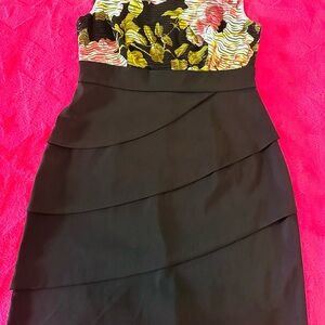 Connected Apparel Black and Pink Sheath Mini Dress